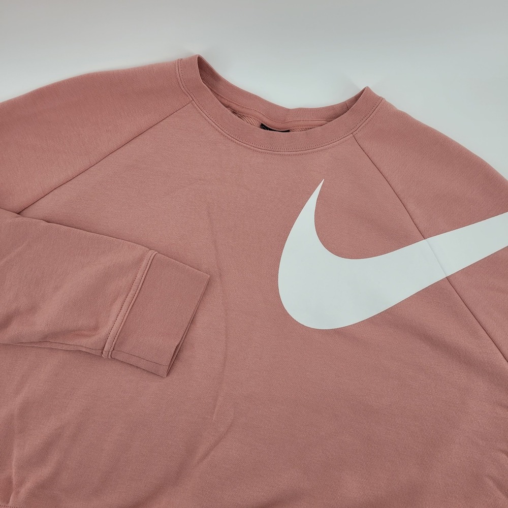 Nike Womens XL Sporty Gym Athleisure Cropped Fleece Crewneck Sweatshirt Rose